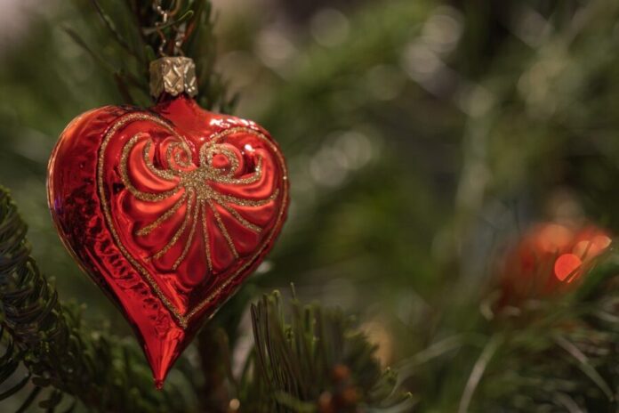 christmas baubles, desktop backgrounds, heart