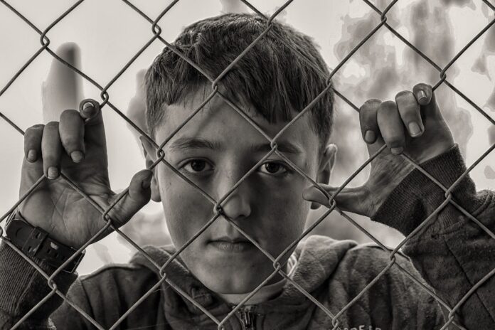 boy, fence, poverty