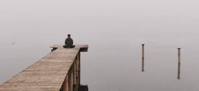 meditate, lake, mood