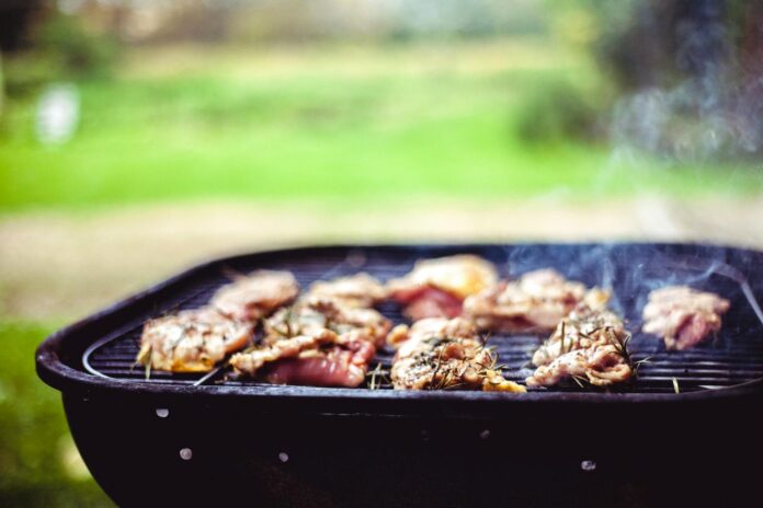 Meat Grilled on Charcoal Grill